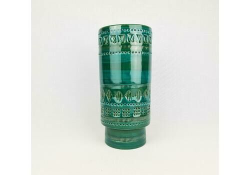 Rare Vintage Bitossi Rimini Green Cylinder Vase By Aldo Londi 711 Italian Pottery 1960 70s