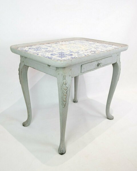 Tile Table   Gray Painted   Rococo Shaped   1780 Excellent Condition photo furniture