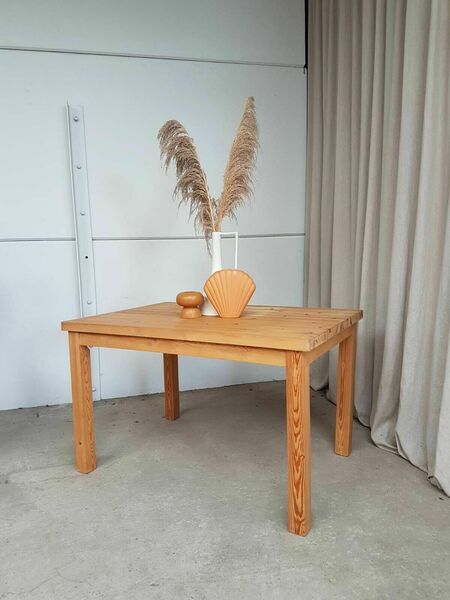 Vtg Late Mid Century Solid Pine Dining Table Rustic Scandi Retro