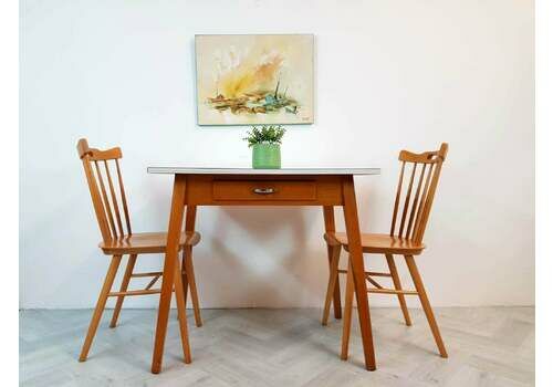 Guildfrom Vintage Mid Century 1960s Solid Beech Formica Dining Table & Chair Set Bl102