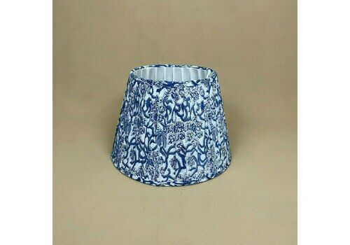 New Lampshade Hand Block Print 10" Blue White Floral Pattern Pleated Fabric Structured Empire Table Ceiling Lamp Shade