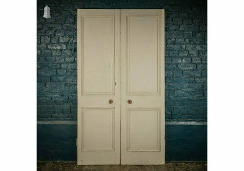 Victorian Cupboard Doors, Pair Of Painted Pine 2 Panel Doors