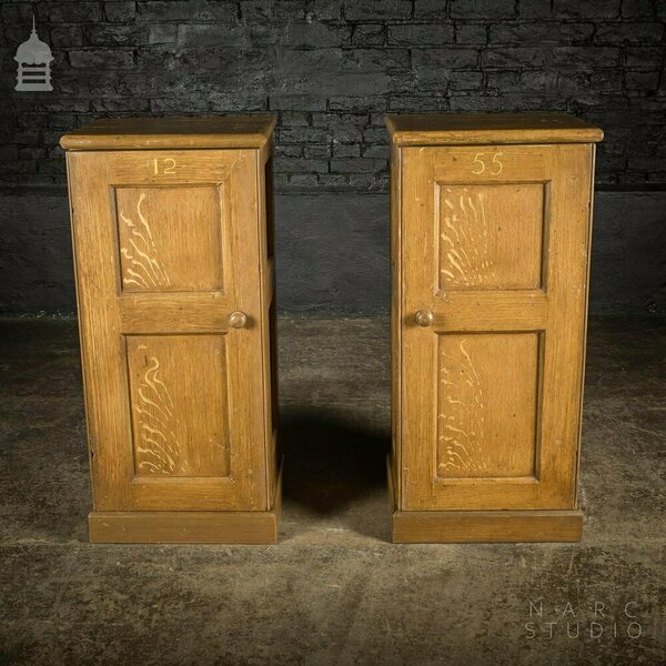 Pair Of Narc Studio Scumble Glazed ‘Ebenezer Bedside Cabinets’ Built From Pew Components Dated 1868 photo furniture