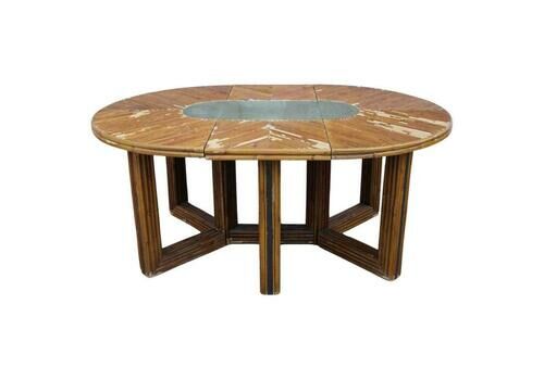 Oval Conference Table In Bamboo And Brass Italian Design From The 70s