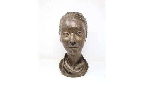Studio Portrait Bronzed Plaster Female Bust