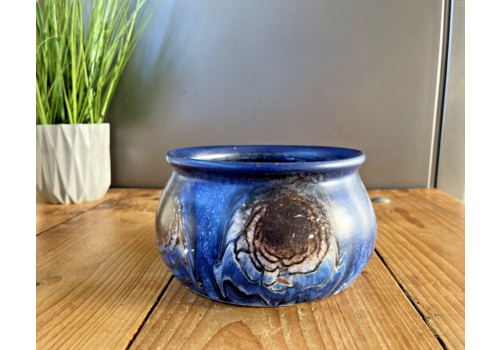 Mid Century Swedish Upsala Ekeby Studio Pottery Abstract Floral Dripglaze Fruit Bowl Scandi