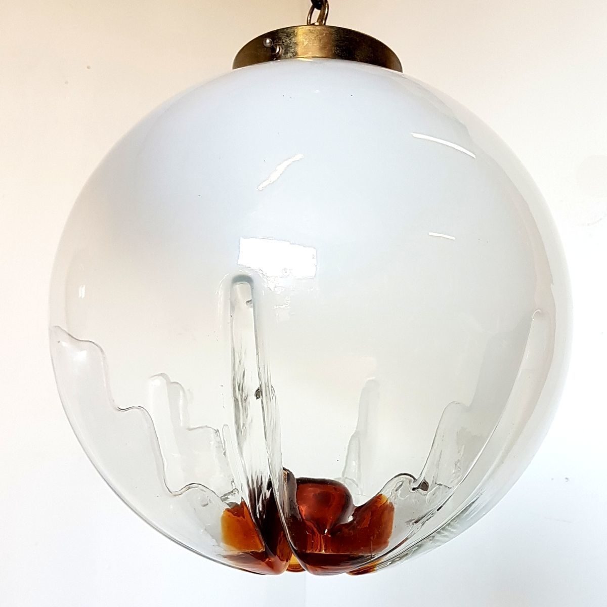 Large Vintage Italian Murano Glass Pendant Lamp From Mazzega
