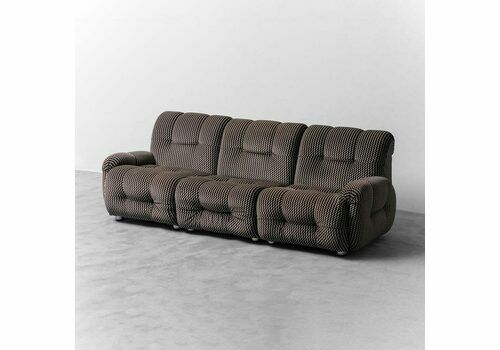 Modular 3 Seater Sofa In 70s Vintage Modern Fabric