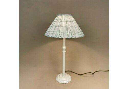 Vintage Wooden Lamp Light Bedside Side Table Desk Column Round Tall Base Antique Green Patterned Farmhouse Cottage Decor Wood Handmade Old