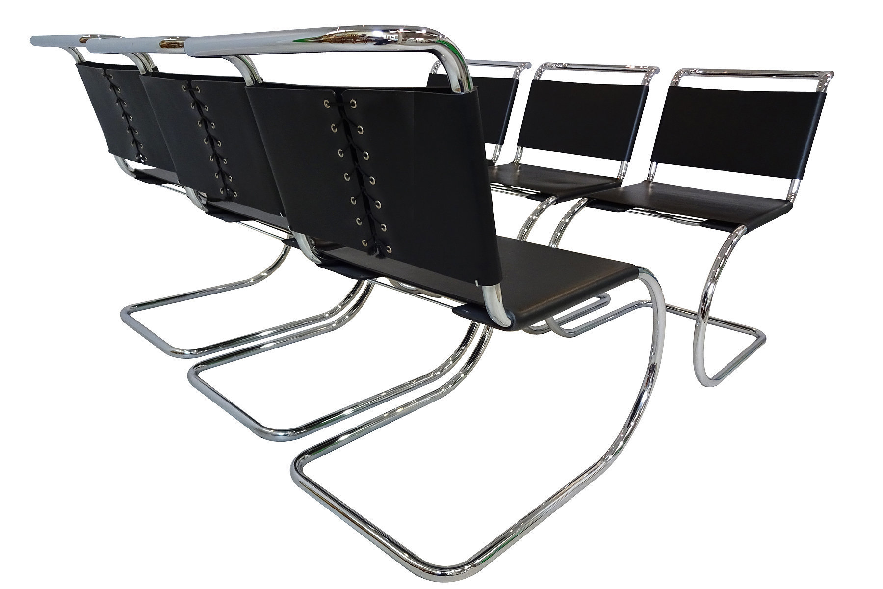 Chrome Mies Van Der Rohe Mr10 Chairs Chocolate Brown Mr10 Cantilever Chairs