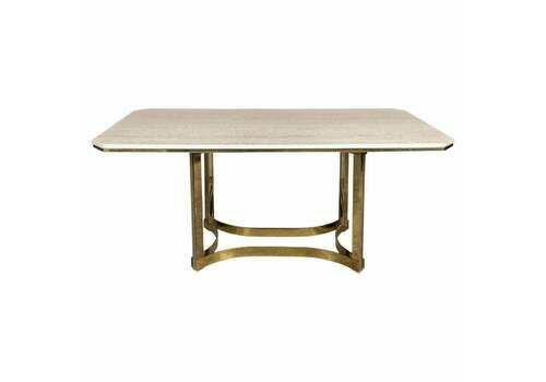 Vintage 20th Century Italian Travertine & Gold Dining Table, Alessandro Albrizzi