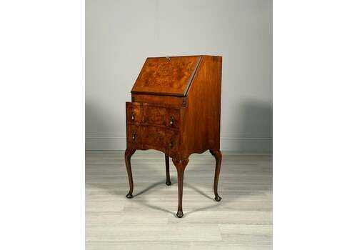 Small Antique Burr Walnut Writing Bureau C.1930