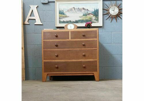 M.O.D Oak Chest Of Drawers Mid Century Vintage Industrial