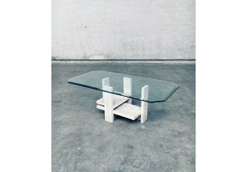 Brutalist Design Travertine Coffee Table By Willy Ballez, Belgium 1970