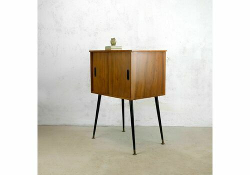 Vintage Mid Century Walnut Teak Compact Record Cabinet Dansette Legs