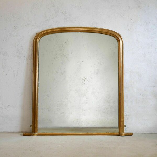 Large Antique Victorian Archtop Gilt Overmantle Mirror Vinterior