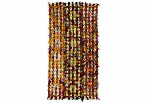 4.6x9 Ft Vintage Kilim Rug With Colorful Poms. Bed, Floor, Sofa Cover