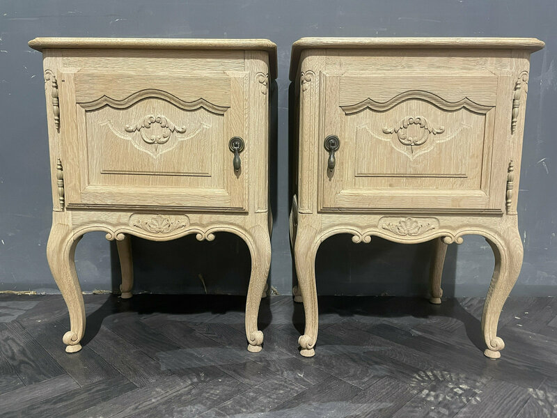 Pair Of French Rustic Oak Bedsides Tables Pair Of French Pot Cupboards