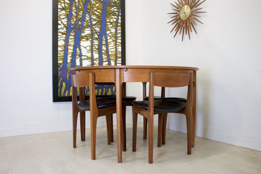 Mid Century Bath Cabinet Makers Teak Round Dining Table 4 Chairs