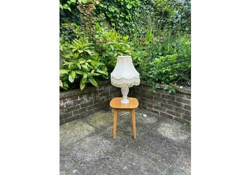 Vintage Quality White Onyx Lamp With Glorious Vintage Made To Match Shade Working Onyx Lamp, Table Lamp