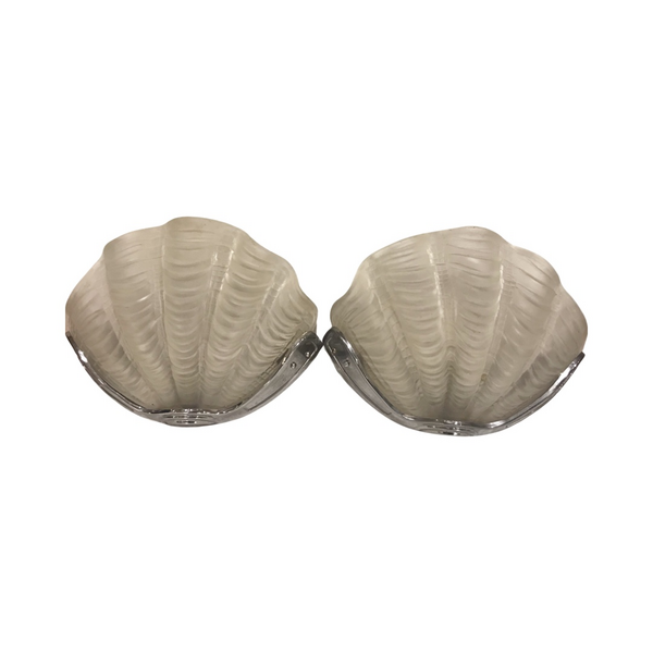 Pair Of Matching Art Deco Clam Shell Wall Lights With Opaque Shells photo furniture