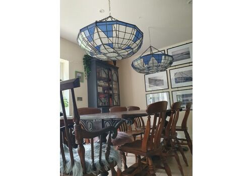 Large Pair Of Early 20th Century Leaded Ceiling Lights