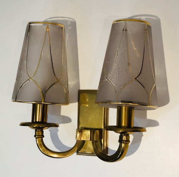 Pair Of Art Deco Sconces In The Taste Of Perzel. photo for sale