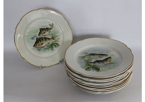 Vintage Sarreguemines Pottery Fish Plates