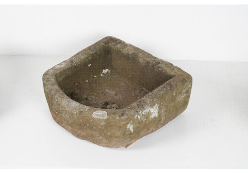 Small D Shape Carved Stone Weathered Sandstone Planter | Bonsai Pot
