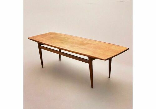 Large Danish Mid Century Teak Surfboard Coffee Table.