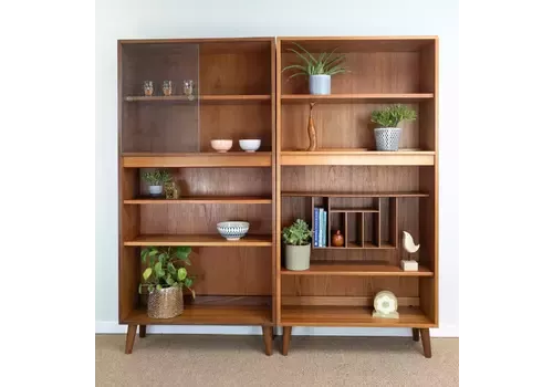 Pair Of Vintage Mid Century Teak Retro G Plan Bookshelves Wall Bookcases Shelves