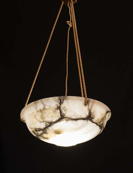 Great Design Large Size Art Deco White Alabaster Chandelier, 1930s photo 3446.0