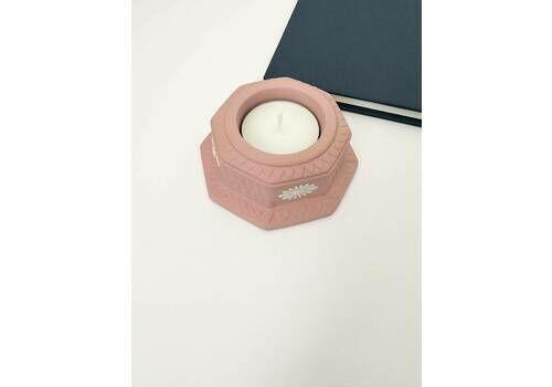 Pink Wedgwood Japerware Candle Holder, Pink And White Holder