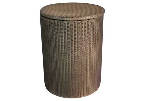 Small Vintage Rattan Gold Painted Round Bedside Table. English, C.1950