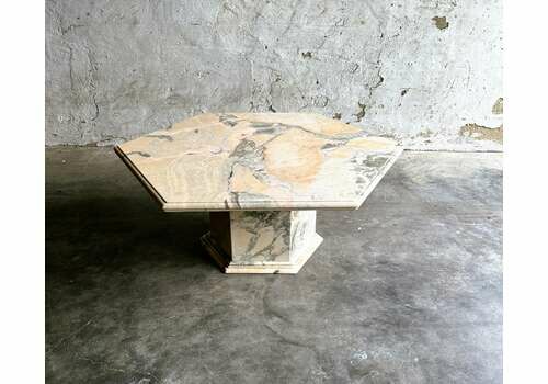 Vintage Octagonal Pink And Gray Marble Coffee Table, 1980s.