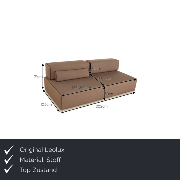 Leolux Ponton Fabric Three Seater Taupe Brown Manual Function Sofa photo furniture