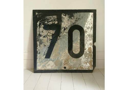 Large Rare Distressed French Sncf Railway 70 Speed Limit Sign