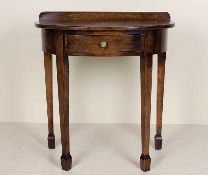 Antique Vintage Oak Hall Table D Shaped Demi Lune Console Table