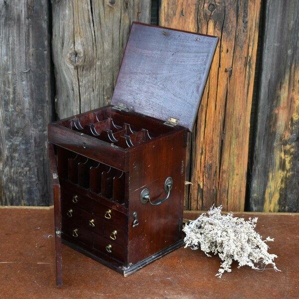 Antique Georgian Mahogany Apothecary Collector's Cabinet Doctors