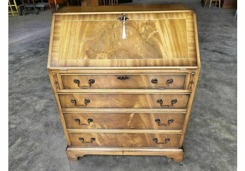 Charles Barr Light Wood Small 4 Drawer Bureau Desk Drop Leaf Bracket Feet