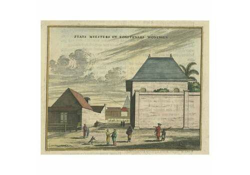 Antique Print Of Government Houses In Batavia (Jakarta), Indonesia, 1682