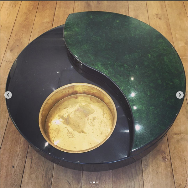 Willy Rizzo Revolving Yin Yang Coffee Table, Italy C.1970 Willy Rizzo