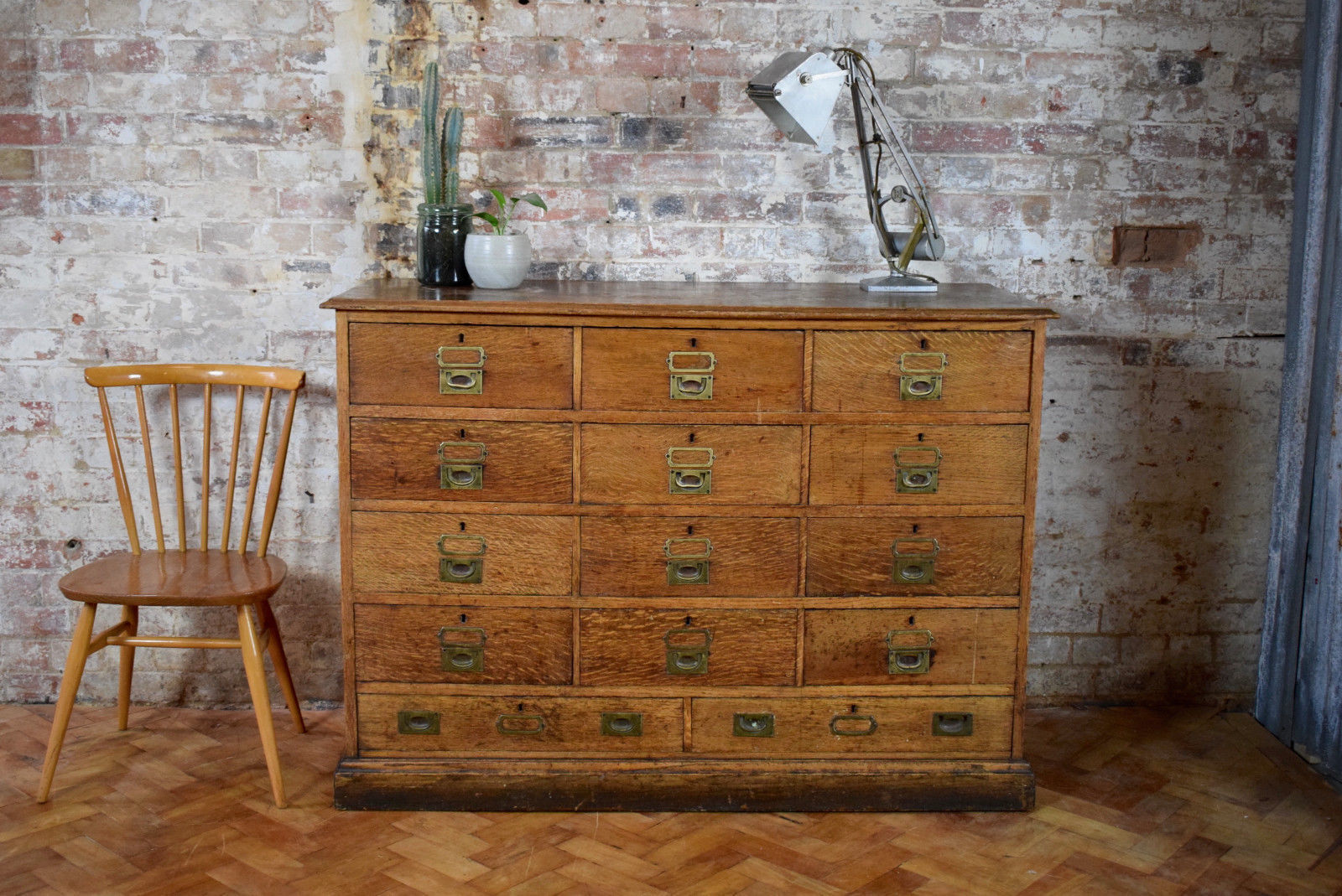 Antique Bank Of Drawers 1910 London School Cabinet Vinterior