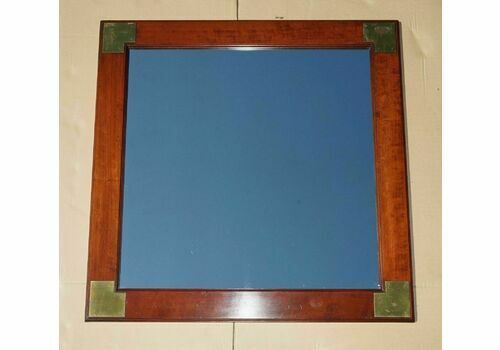 Vintage Harrods Kennedy Military Campaign Large Brass Glass & Mahogany Mirror