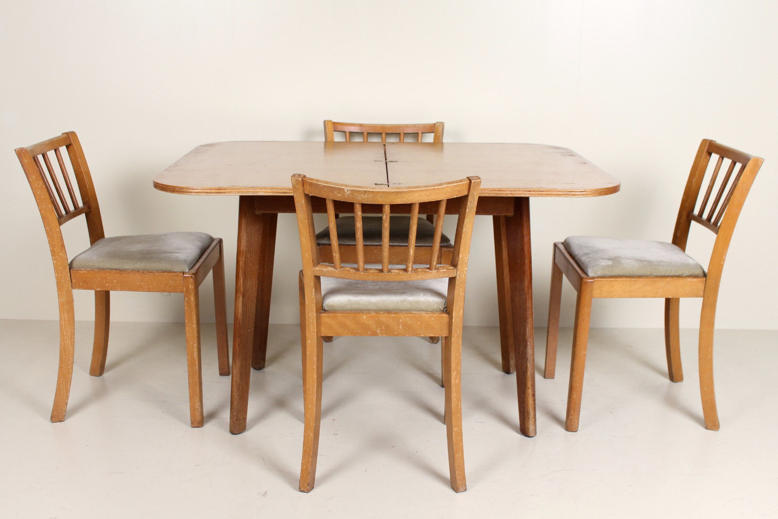 Retro Vintage Oak Dining Table And Chairs 4 Modular Desk
