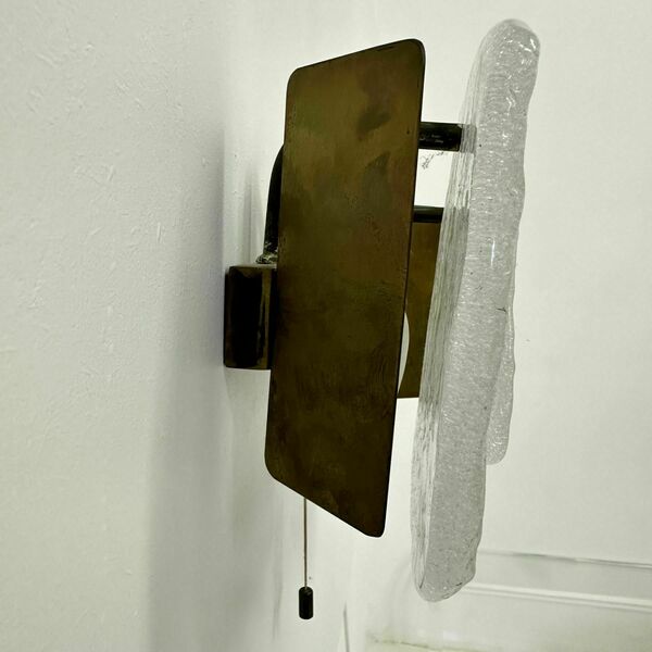 Modernist Frosted Ice Glass Wall Lamp Attributed To J. T. Kalmar For Kalmar, 1960s photo 1585.0