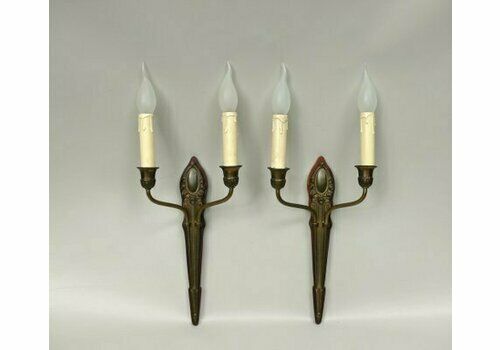 Extraordinary Floral Art Nouveau Wall Lights, 1890s, Bronze, Set Of 2