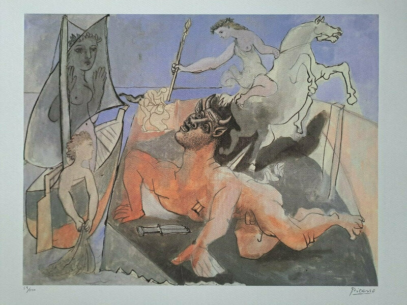 Ancienne Lithographie Signée Pablo Picasso – Musicien – Cubisme – Avec Certificat SPADEM Paris