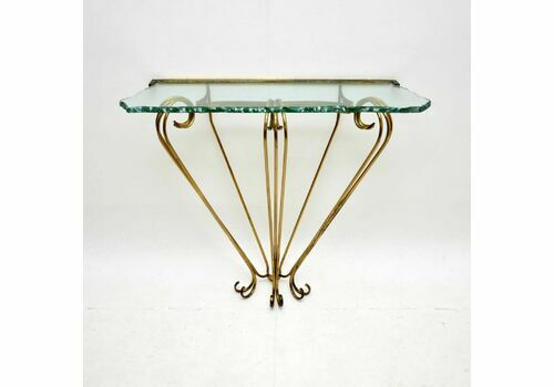 Vintage Italian Brass And Glass Console Table By Pier Luigi Colli