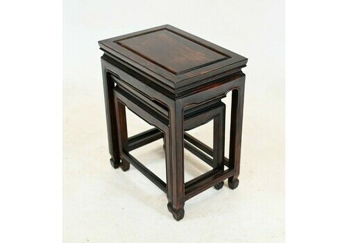 Chinese Hardwood Nest Tables Pair Side Table 1920
